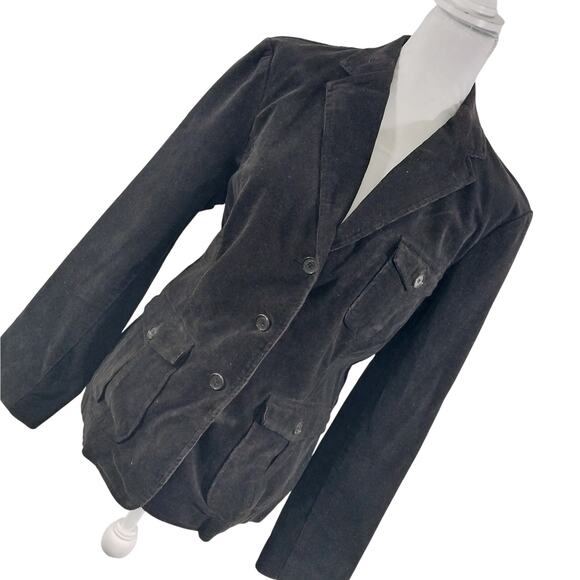 LANDS' END! ESPRESSO BROWN FINE WALE CORDUROY UTILITY STYLE JACKET BLAZER! SZ 16 - Picture 1 of 13